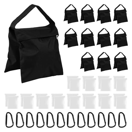 AiVeUao 12 Pack Sandbags Weight Bags for Photography Equipments, Photography Sand Weight Bags, Heavy Duty Sandbags for Backdrop Stand, Outdoor Canopy, Photo Tripod,Pop up Tent, Umbrella Base (Black) by AiVeUao - Used condition - US$36.85