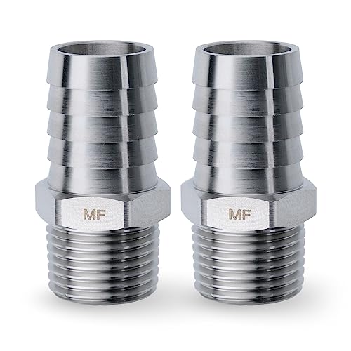 MAACFLOW MAACFLOW Stainless Steel 1/2" Male NPT to 3/4" Hose ID Barb Barbed Hose Fitting Adaptor Connector (Pack of 2) by MAACFLOW - Used condition - US$12.00
