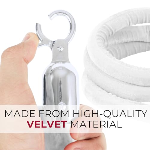 4PCS White Velvet Rope 5FT – Soft Velvet Ropes with Silver Snap Ends Stanchion Set for VIP Rope Barrier Event Crowd Control by Chambridge - Image 4