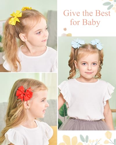 Choicbaby 60pcs 3 Inches Boutique Grosgrain Ribbon Pinwheel Hair Bows for Baby Girls, Toddler Bows Hair Clip Birthday Gifts In Pair