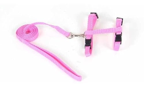 Coleira Peitoral para Gatos com Guia e Regulagem rosa