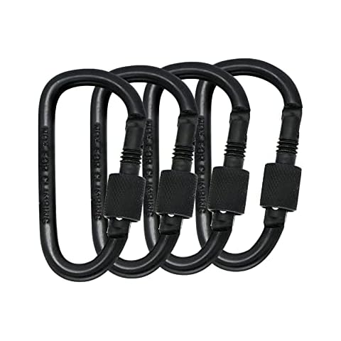 Aluminum Alloy D Ring Clip Heavy Duty Locking Carabiner Clip Hook High Strength Carabiner Key Chain Clip Hook For Outdoor Camping Fishing Hiking Traveling (Not for Climbing), 4PCS Cover