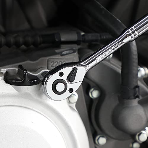 Uyecove Long Ratchet Wrench Set, 1/4", 3/8", 1/2" Drive Long Handle Ratchet 3Pcs Set, 72-Tooth Reversible Quick-Release, Cr Steel And Cr-Mo Head, With Eva Storage Tray #TOP6