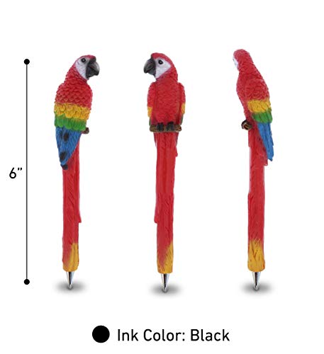 Planet Pens Red Parrot Novelty Pen - Fun Unique Kids & Adults Office Supplies Ballpoint Pen, Tropical Wildlife Animal Writing Pen Instrument For Cool Stationery School & Office Desk Decor Accessories