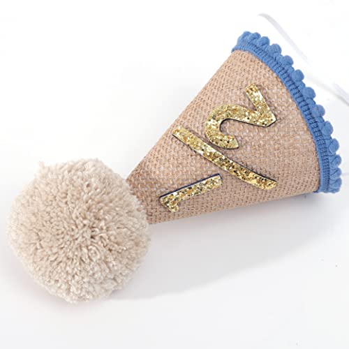 WAOUH Half Birthday Hat for Baby - 1/2 Birthday Crown Hat,Baby Photo Prop for 6 Month, Mini Crown Cake Smash (Lake Blue)