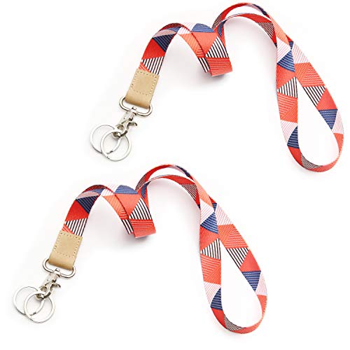 Umhängeband für Ausweishalter, 2 Stück süße Schlüsselbänder für Frauen, Schlüsselband für Ausweis, Ausweishalter, 6 Stück transparente PVC-Ausweishalter, Namensschild-Halter Cover