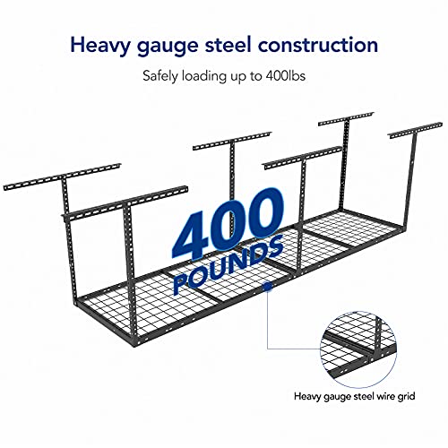 FLEXIMOUNTS-2x8-Overhead-Garage-Ceiling-Storage-Rack-Organization-Black-400lbs-Weight-Capacity-22-40-Adjustable-Organization-System-Heavy-Duty-Metal-Ceiling-Racks-Classic-Series