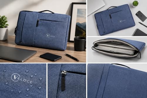 Image of Veloce Water-Resistant Laptop Sleeve for 15 inch Laptops | Front Storage Pockets, Easy-Carry Handle | Slim & Stylish | Grey