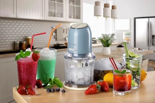 Ariete Vintage Doğrayıcı Mavi 0438/05-2 Hız Kademeli, 2 Buton ve 4 Paslanmaz Çelik Bıçak, Sebze Doğrayıcı, Buz Kırıcı Özellikli, 600 ml Ölçekli Kupa ile Kullanım Kolaylığı - Görsel 7