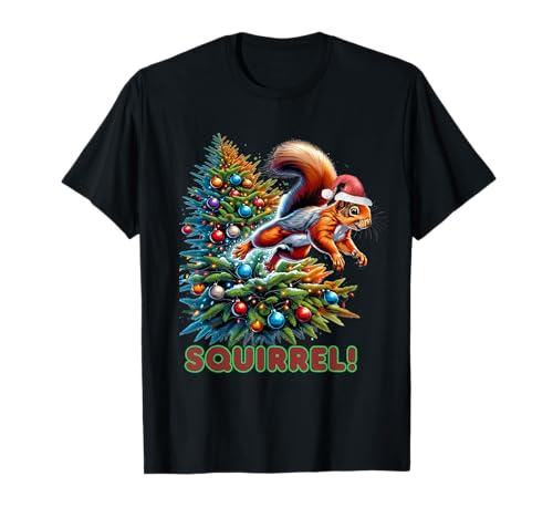 Beans Hot Tees Squirrel Jumping Out of Christmas Tree Funny Unisex-Adults, Unisex-Kids T-Shirt