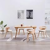 NiuBIKeLasI Lot de 4 chaises de salle à manger, en cuir synthétique crème et bois prouvé, assise confortable pour cuisine et salle à manger, design élégant avec cadre en bois massif, charge maximale