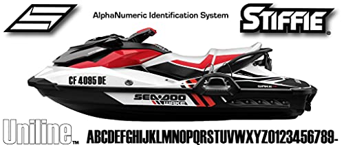 Stiffie Uniline Black 3" Alpha-Numeric Registration Identification Numbers Stickers Decals For Boats & Personal Watercraft #TOP5