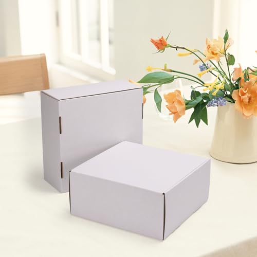 Image of HORLIMER 9x9x4 inches Shipping Boxes Set of 25, White Corrugated Cardboard Box Literature Mailer