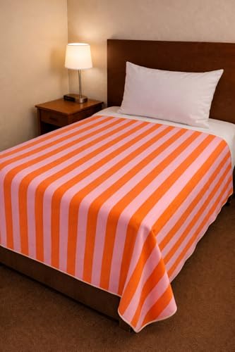 Image of CRAZYWEAVE 100% Cotton Bedsheet for Single Bed | Soft Breathable Cotton Bed Sheet | Comfortable All-Season Bedding | Durable & Skin Friendly Bed Sheet for Home & Hotel Use (Pink Stripe)