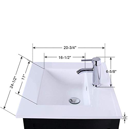 24" Rectangle Drop In White Bathroom Ceramic Sink Porcelain Top With Overflow Faucet Chrome 1.5 Gpm Pop Up Drain Water Supply Lines (Bt-A08) #TOP2