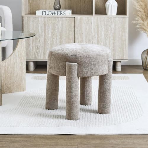 Tabouret rembourré Stubby taupe au design soigné et assise douce - 3