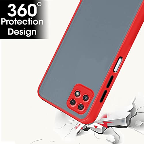Image of TheGiftKart Smoke Back Case Cover Samsung Galaxy F42 5G / A22 5G | Translucent Smoked Matte Back | 360 Degree Protection | Protective Hard Back Cover for Samsung Galaxy F42 5G / A22 5G (Red Bumper)