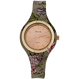  Ravel roségoldf. Damenuhr graues Blumenmuster Kautschukarmband R1801.23F