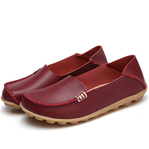Women's Classic Comfort Leather Penny Loafers Casual Slip-Ons Lightweight Walking Flats Driving Mocs Boat Shoes2