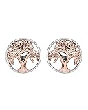 Form des Lebensbaumes Engelsrufer Baum des Lebens Ohrstecker für Damen Bicolor Rhodiniert und Rosévergoldet 925er-Sterlingsilber Größe 12 mm