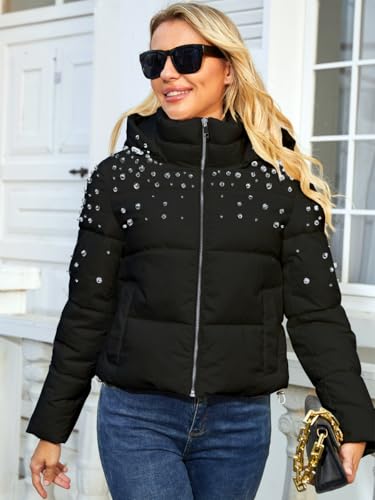 Puffer Jacket Womens Thickened Down Jacket with Diamonds Lightweight Winter Coats for Women2
