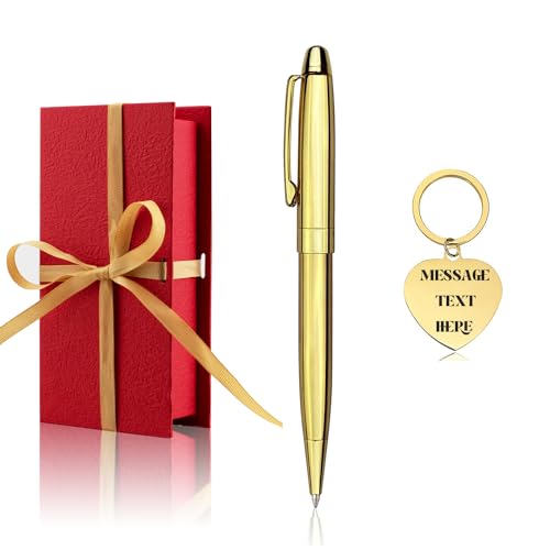 Yastar Bolígrafo y Llavero Personalizado - Juego de Escritura de Lujo de Acero Inoxidable - Elegante Regalo Con Tu Nombre o Mensaje