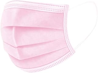 Pink Face Mask(100 Pack),Activated Carbon 3-Ply Disposable Adult Printing Non-Woven Fabric Mask with Nose Clips Ear Loop, Non-Medical Safety Comfortable Breathable for Unisex Men Women