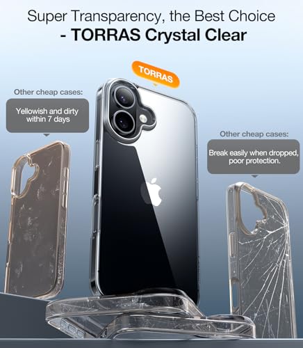 Image of TORRAS for iPhone 16 Case Crystal Clear, Anti-Yellowing, Clear 6.1 inch