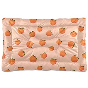 Peach Fruit Dog Bed Cat Bed Soft Washable Pet Crate Mat Non Slip Comfortable Durable Dog Crate Bed for Medium Large Small Dogs Cats, 24 x 36 Inch