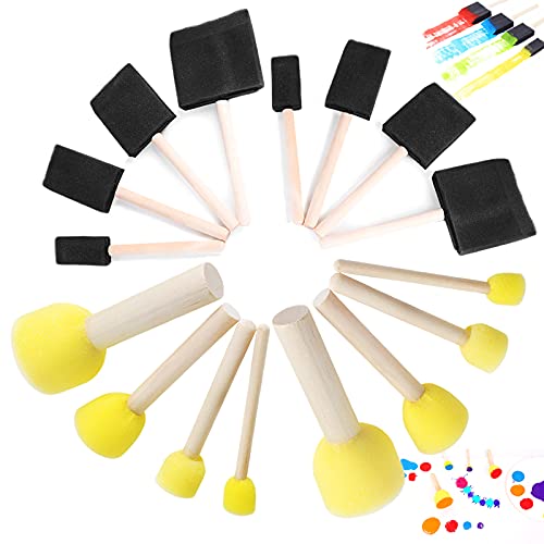 Esponja Cepillo Conjunto De Herramientas De Pintura Esponjas De Pintura Redondas Con Mango Madera Cepillo De Esponja Espuma Punta Pinceles De Espuma Para Pintura Niños Redondo Espuma Cepillo,16 Piezas Cover