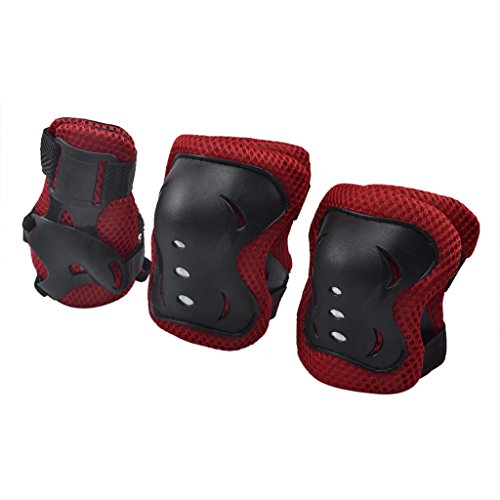 ZXTDR Kids Knee Pads Elbow Pads Wrist Guards Protective Gear for Skateboarding Biking Riding Cycling (Red) - Thumbnail 3