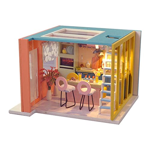 DIY casa de muñecas miniatura con muebles casa de ensueño de madera 3D para niños y adultos - LED diseño realista - gran creatividad y regalo de relajación - 3 estilos - cocina