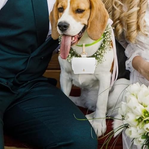 Sarini Ehering-Aufbewahrungstasche, Lederhalfter, Ehering-Tasche, Haustier-Hund, Ehering-Box, Weiß