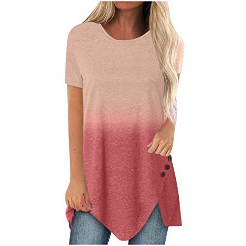 Red Short Sleeve Cotton Casual Skims Dupe Slim Tunic Top Bustier Tshirt For Womens With Slit Shirt Fall Summer Girls Xg Xxl #TOP14