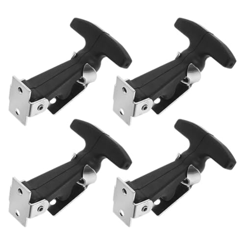 NINMORTH Cerradura de tensión de acero inoxidable con soporte de capó para caja de herramientas, capó, maquinaria agrícola, paquete de 4, color negro