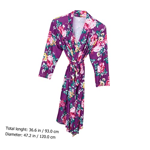 Robe de grossesse pourpre avec couverture bébé et bandeau en coton doux - 7