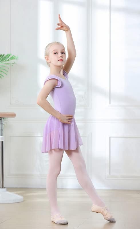 Image of DIPUG Ballet Leotards for Girls Ballet Leotard with Skirt Toddler Dance Leotards Flutter Sleeve and Criss-Cross Back