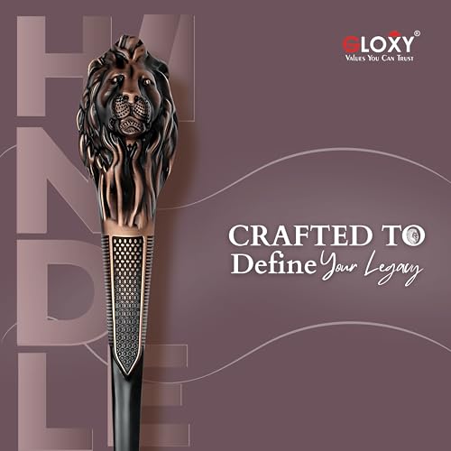 Image of GLOXY Premium Copper Black 12 inch Lion Shaped Main Door Handle with 8 inch Hole-to-Hole Spacing - Decorative Push & Pull Aluminium Wooden & Glass Door Handle for Homes, Hotels, Villas & Offices - Pack of 1