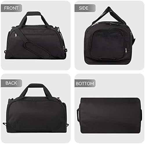 Sports Gym Bag Duffle Bag with Shoes Compartment, Holdall Travel Duffel Bag with Shoulder Strap for Weekender Sports, Gym, Travel (Black, 55L)
