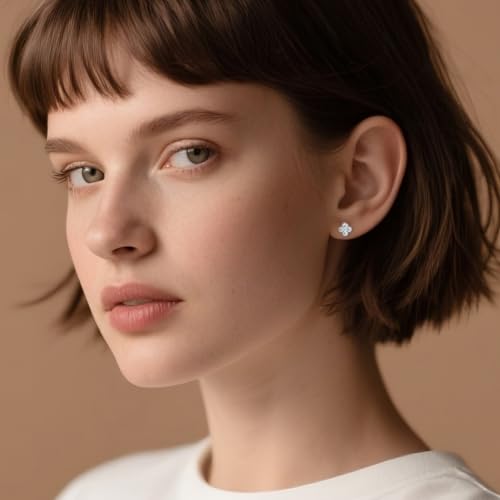 SLUYNZ Solid 925 Sterling Silver Small Clover Earrings Stud for Women Teens CZ Clover Stud Earrings3