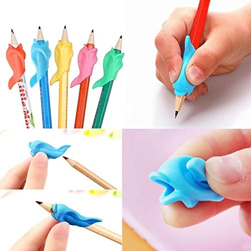 5 Pcs Pencil Grips for Children,Soft Silicone Ergonomic Posture Correction Writing Aid In Assorted Colours for Kids Preschoolers Children Adults