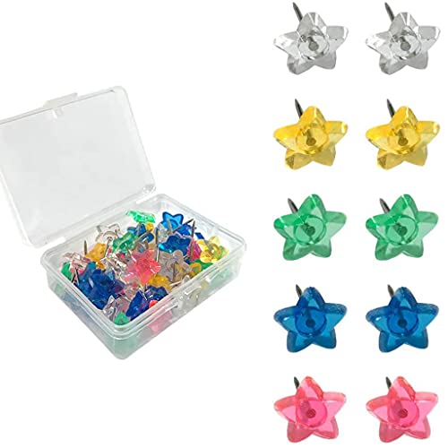 Juego de 50 chinchetas decorativas de acero 3D con forma de estrella para el pulgar, ideal para mostrar documentos, fotos, postales, pósteres