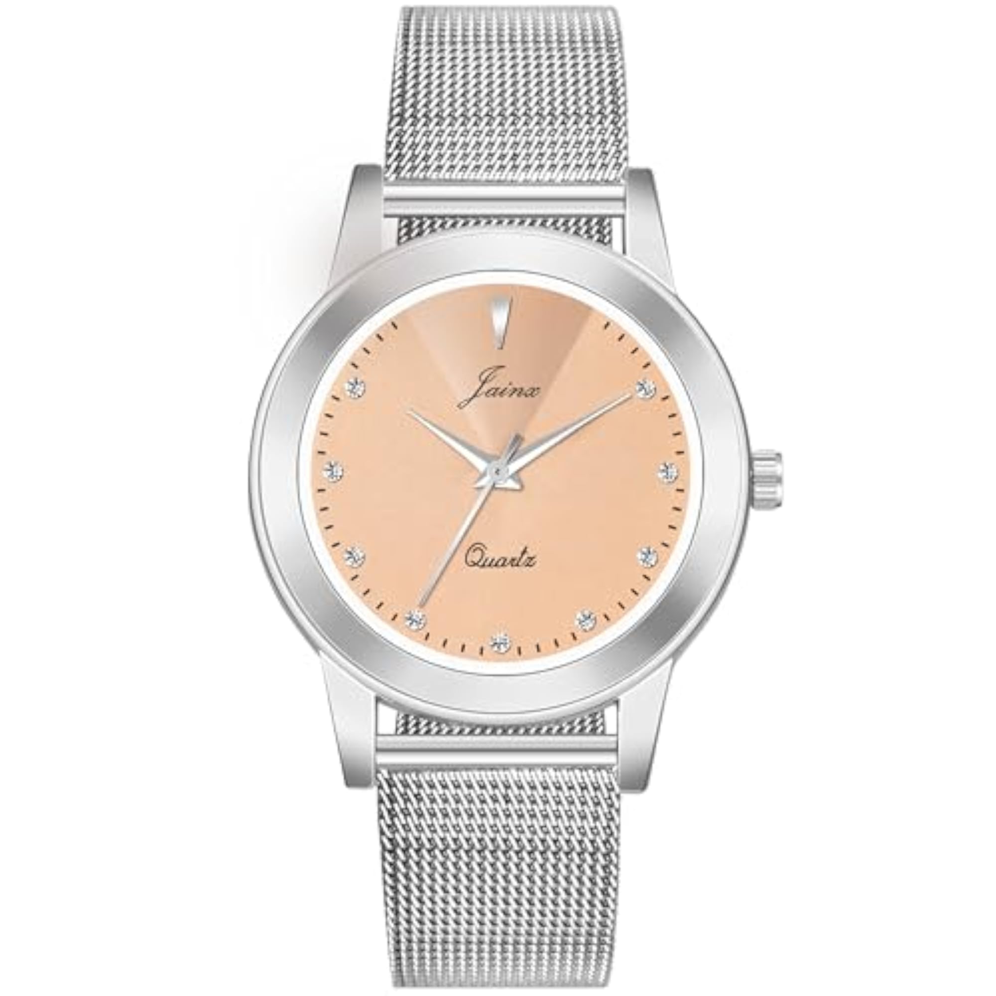 Women's Silver Mesh Chain Analog Wrist Watch with Colourful Dials