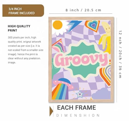 Image of BLINKART Groovy Flower Aesthetic Modern Art Walls With Frame | Natural Wood Texture | Living Room Bedroom Office Wall Decoration | Poster Home Decor Frames Wall Bedroom | 12x8 Inches (D77)