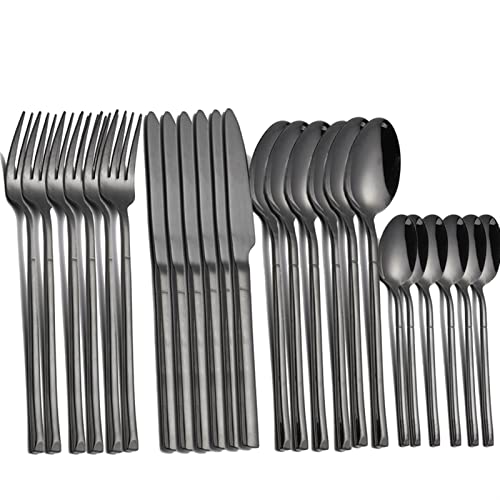 GLETSF Flatware Sets Matte Kitchen Vintage Tableware 304 Stainless Steel Dinnerware Set Knife Fork Tea Spoon Flatware Cutlery Set Silverware Stainless Steel Decoration,4pcs Dinner Knife