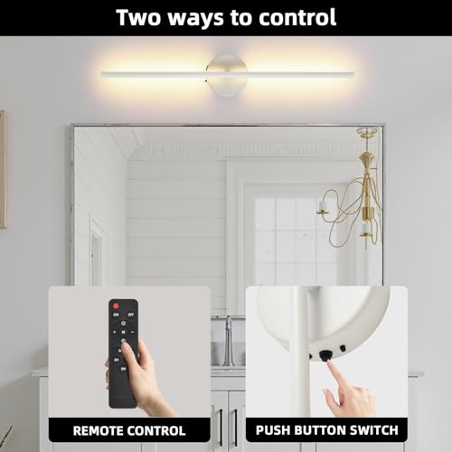 Image of Wall Sconces Battery Operated Set of Two, White LED Wireless Wall Sconce with Remote Control 350 Rotate, 27.6 Inch Dimmable USB Rechargeable Wall Lights for Living Room Bedroom Hallway