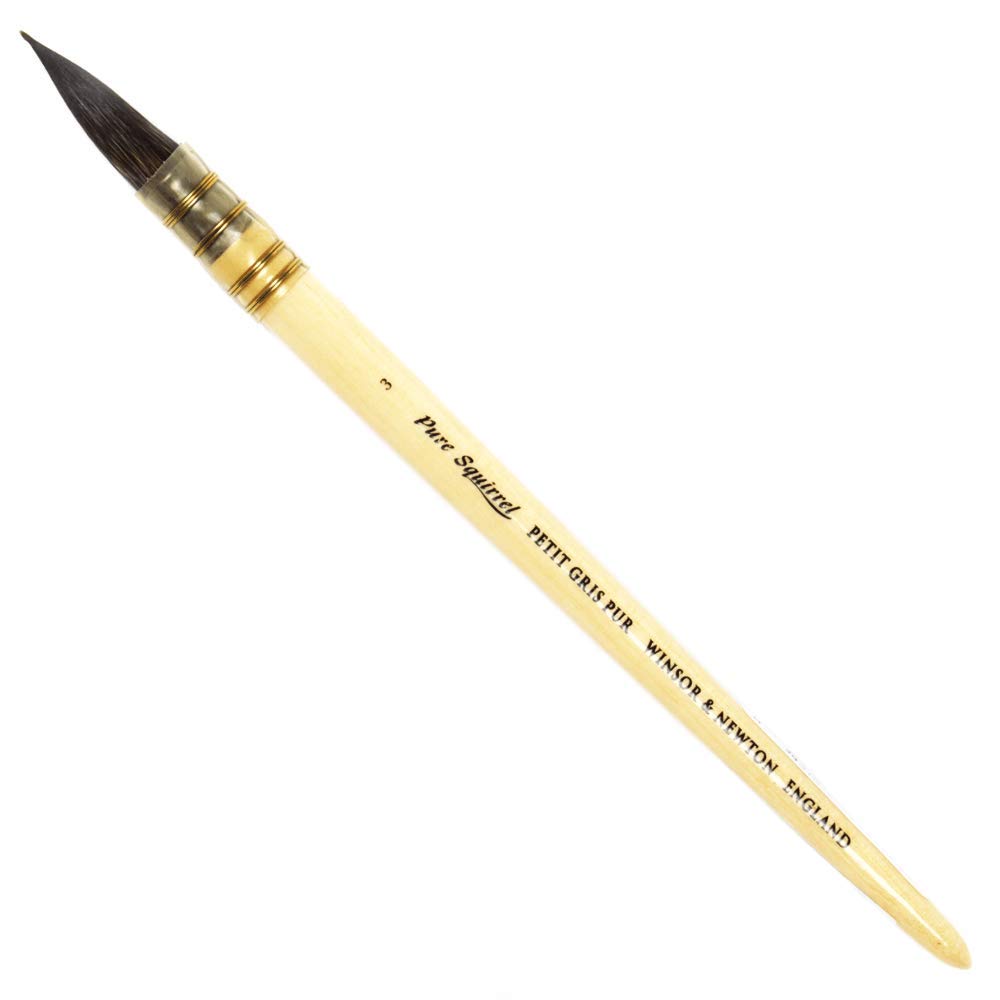 Winsor & Newton Pennello in Puro Scoiattolo per Acquerelli Manico Corto - Tondo N 3 - 11 mm