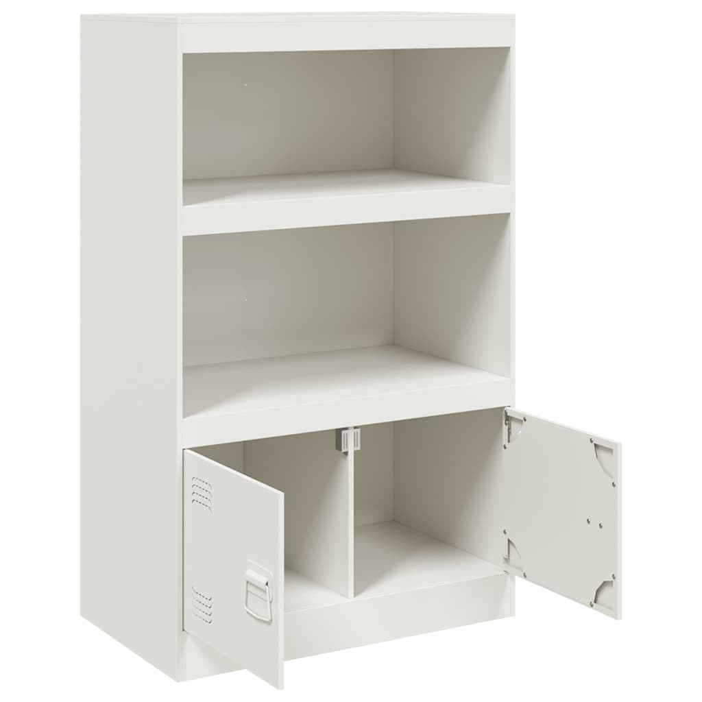 Aparador blanco 67 x 39 x 107 cm, armario de acero laminado en frío con 2 puertas, muebles de almacenamiento modernos para sala de estar, oficina, cocina, espacio de almacenamiento versátil