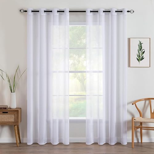 Lista de Cortinas de paneles - los preferidos. 45 2 Paneles de Cortinas traslúcidas, Ligero Vertical Cortinas con Bolsillo para Barra, Cortinas Transparentes para Recamara y Sala, Equilibrar La Privacidad y La Luz (Blanco)