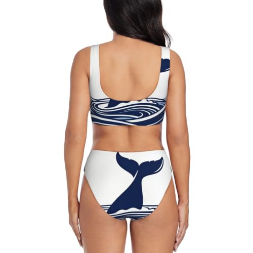 Maillot de bain deux pièces femme triangle réglable Whale Tail Wave - 4